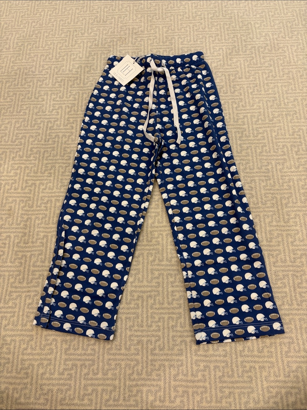 Lila and Hayes Kids Navy Blue Pajama Pants with Football Print